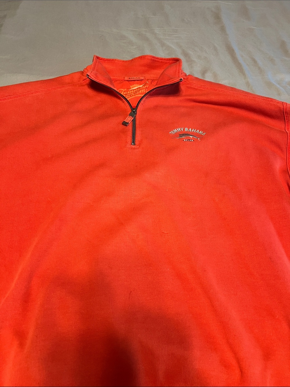 Tommy Bahama Coral Red Half-Zip Pullover